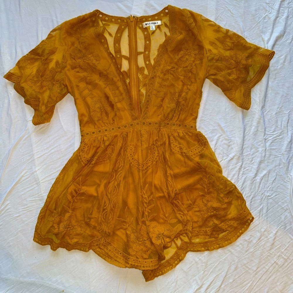 Yellow lace romper